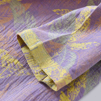 Ensemble pyjama de style oriental à motifs de feuilles, en pur coton - image 5
