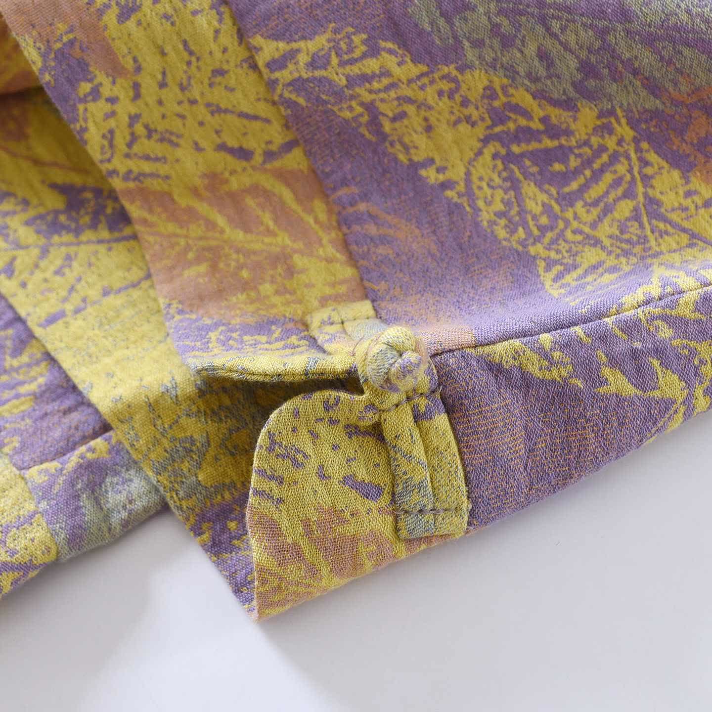 Ensemble pyjama de style oriental à motifs de feuilles, en pur coton - image 6