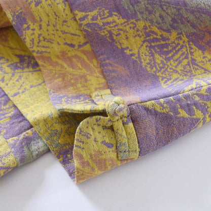Ensemble pyjama de style oriental à motifs de feuilles, en pur coton - image 6