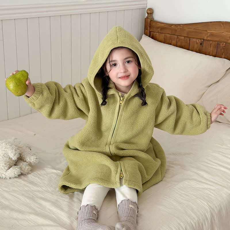 Peignoir enfant simple et moelleux, avec capuche et fermeture éclair - Vert - Enfant : 170 cm - image 14