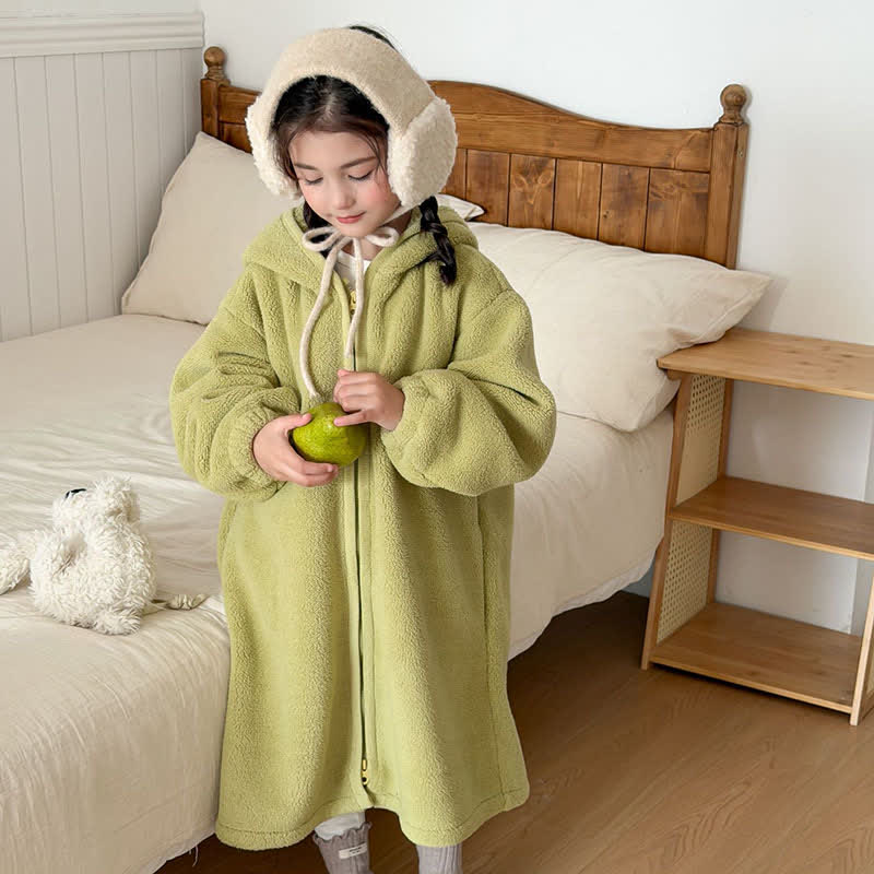 Peignoir enfant simple et moelleux, avec capuche et fermeture éclair - image 17