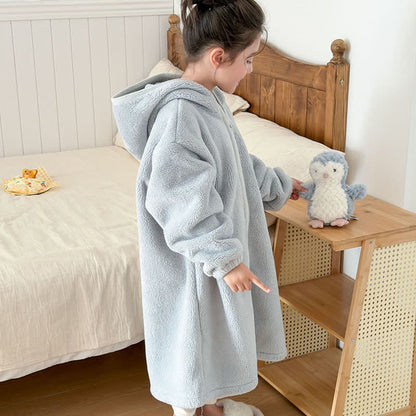 Peignoir enfant simple et moelleux, avec capuche et fermeture éclair - image 11