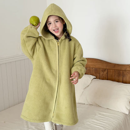 Peignoir enfant simple et moelleux, avec capuche et fermeture éclair - image 19