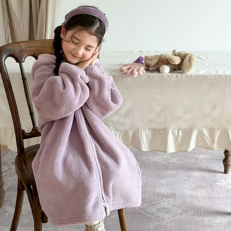 Peignoir enfant simple et moelleux, avec capuche et fermeture éclair - image 22