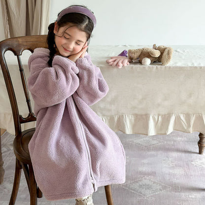 Peignoir enfant simple et moelleux, avec capuche et fermeture éclair - image 22