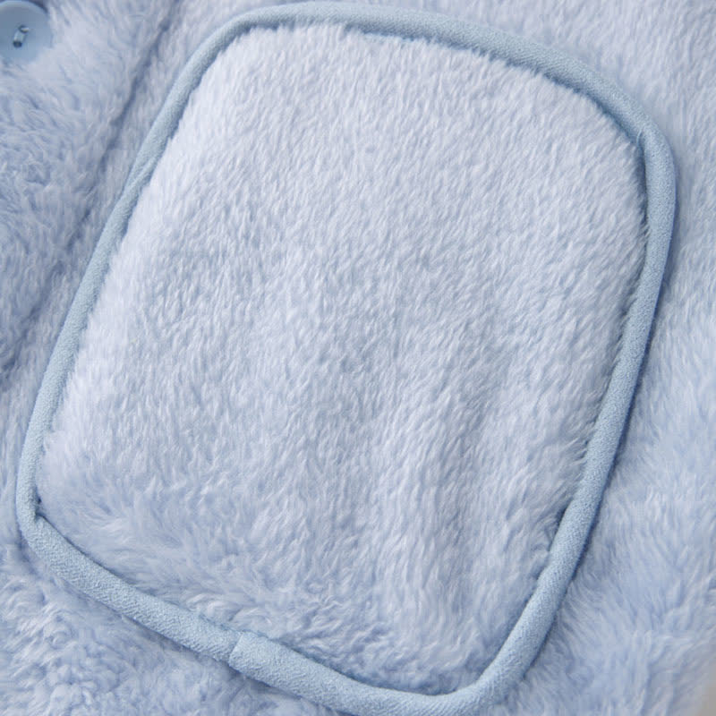 Ensemble de vêtements d'intérieur en peluche pour enfants avec boutons de couleur unie - image 2