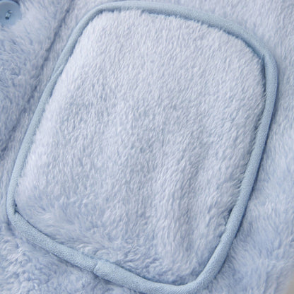 Ensemble de vêtements d'intérieur en peluche pour enfants avec boutons de couleur unie - image 2