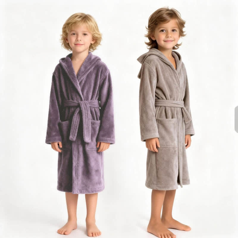 Peignoir en coton pour enfant avec capuche - image 0