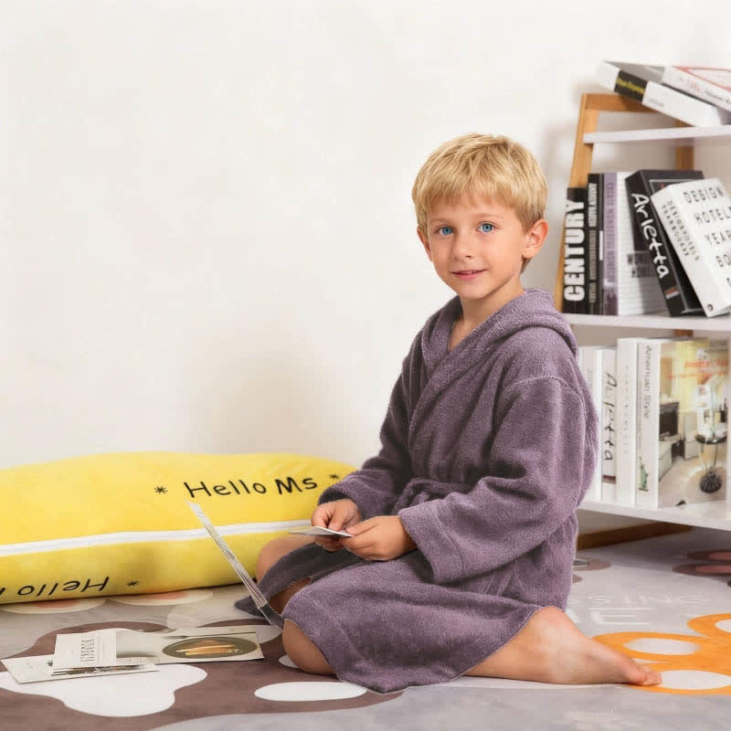 Peignoir en coton pour enfant avec capuche - image 8