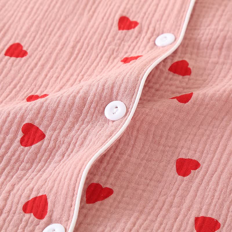 Chemise de nuit à bouton en forme de cœur, en gaze de pur coton - image 3