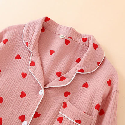 Chemise de nuit à bouton en forme de cœur, en gaze de pur coton - image 1