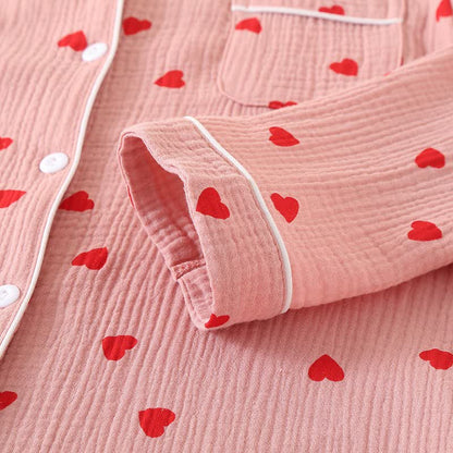 Chemise de nuit à bouton en forme de cœur, en gaze de pur coton - image 4