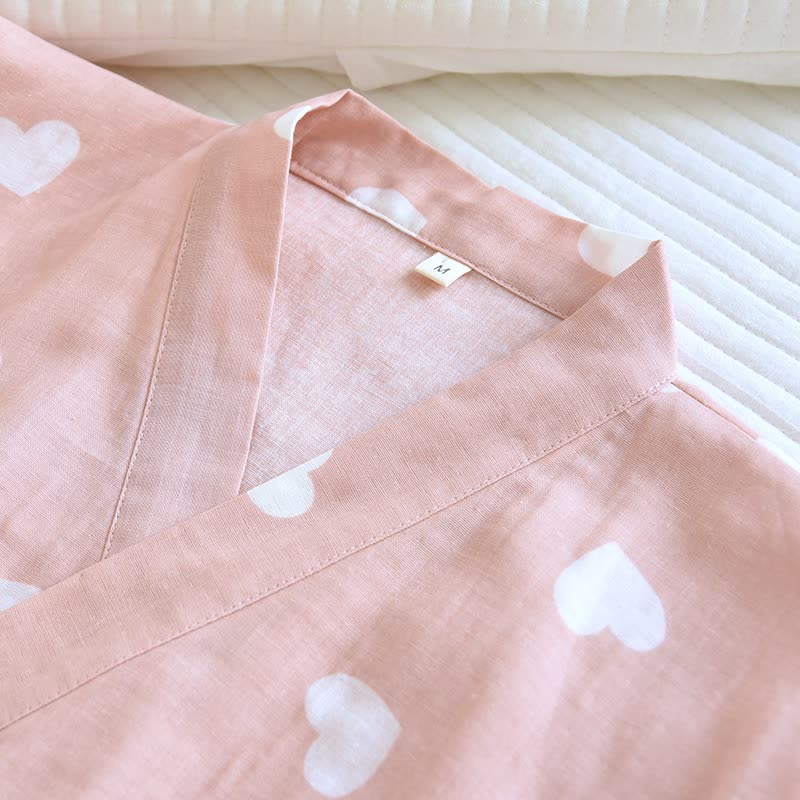 Peignoir de style kimono en gaze de coton à motif de cœur - image 4