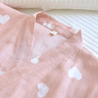Peignoir de style kimono en gaze de coton à motif de cœur - image 4