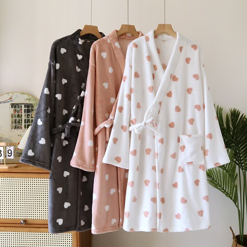 Kimono assorti en peluche à motif cœur - image 1
