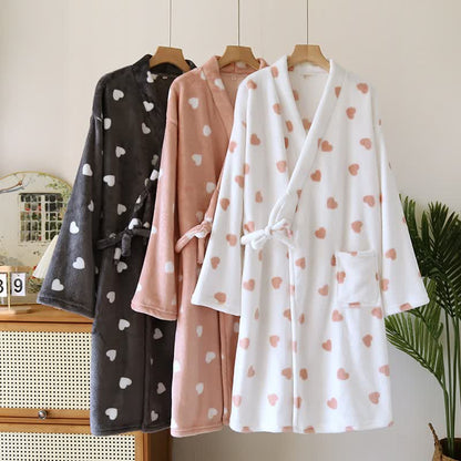 Kimono assorti en peluche à motif cœur - image 1