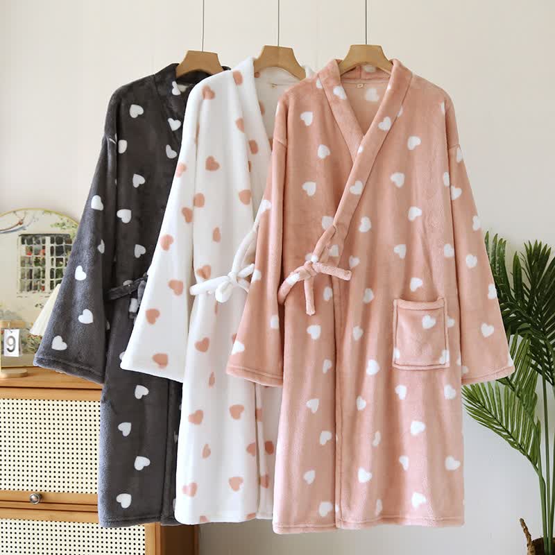 Kimono assorti en peluche à motif cœur - image 0