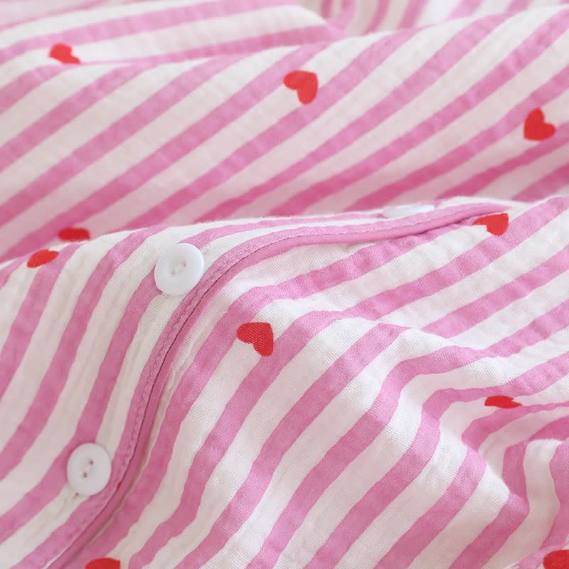 Ensemble pyjama en gaze de coton à rayures et à motifs de cœurs - image 12