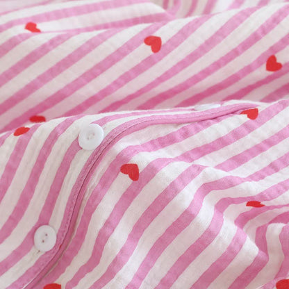 Ensemble pyjama en gaze de coton à rayures et à motifs de cœurs - image 12