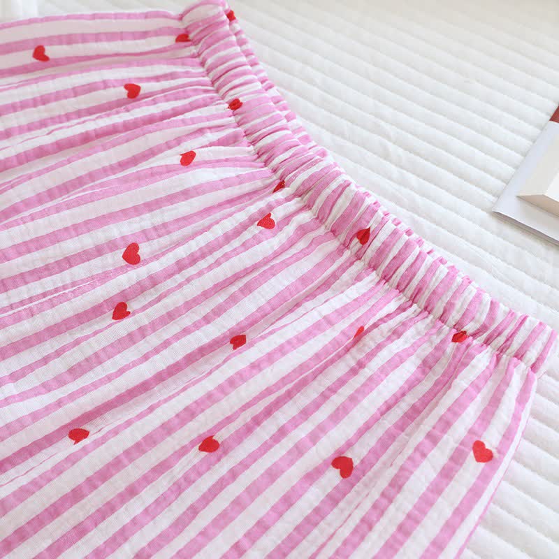 Ensemble pyjama en gaze de coton à rayures et à motifs de cœurs - image 15