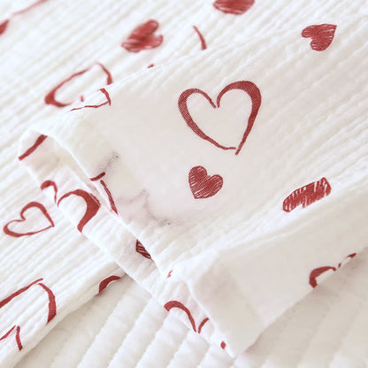 Ensemble pyjama en gaze de coton à motif cœur - image 10