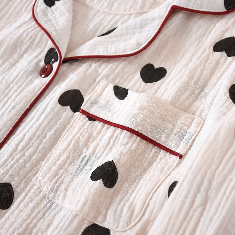 Ensemble pyjama à cœur noir en pur coton - image 5
