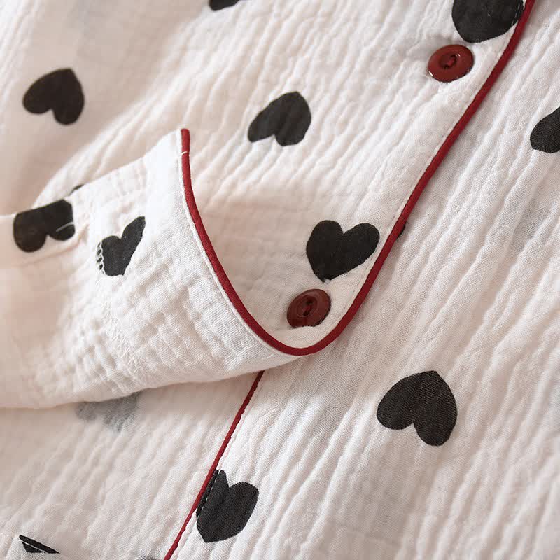 Ensemble pyjama à cœur noir en pur coton - image 7