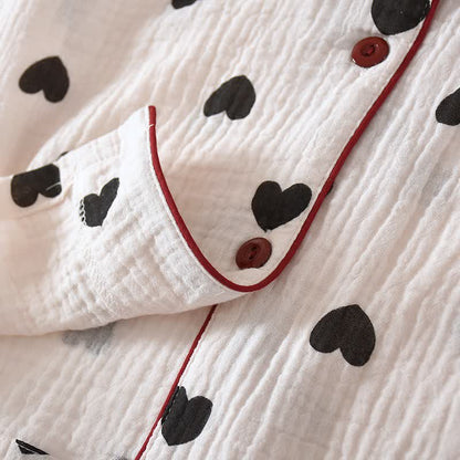 Ensemble pyjama à cœur noir en pur coton - image 7