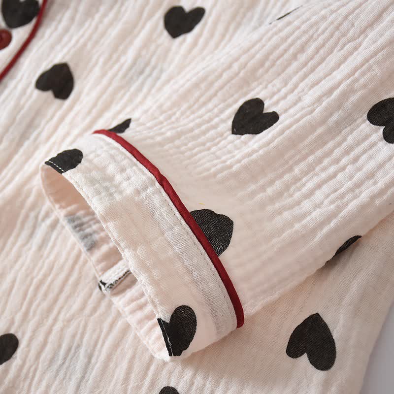 Ensemble pyjama à cœur noir en pur coton - image 8