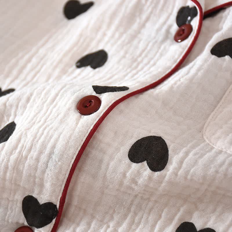 Ensemble pyjama à cœur noir en pur coton - image 6