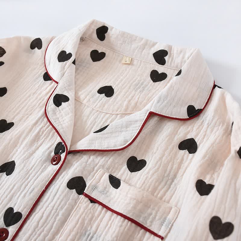 Ensemble pyjama à cœur noir en pur coton - image 3