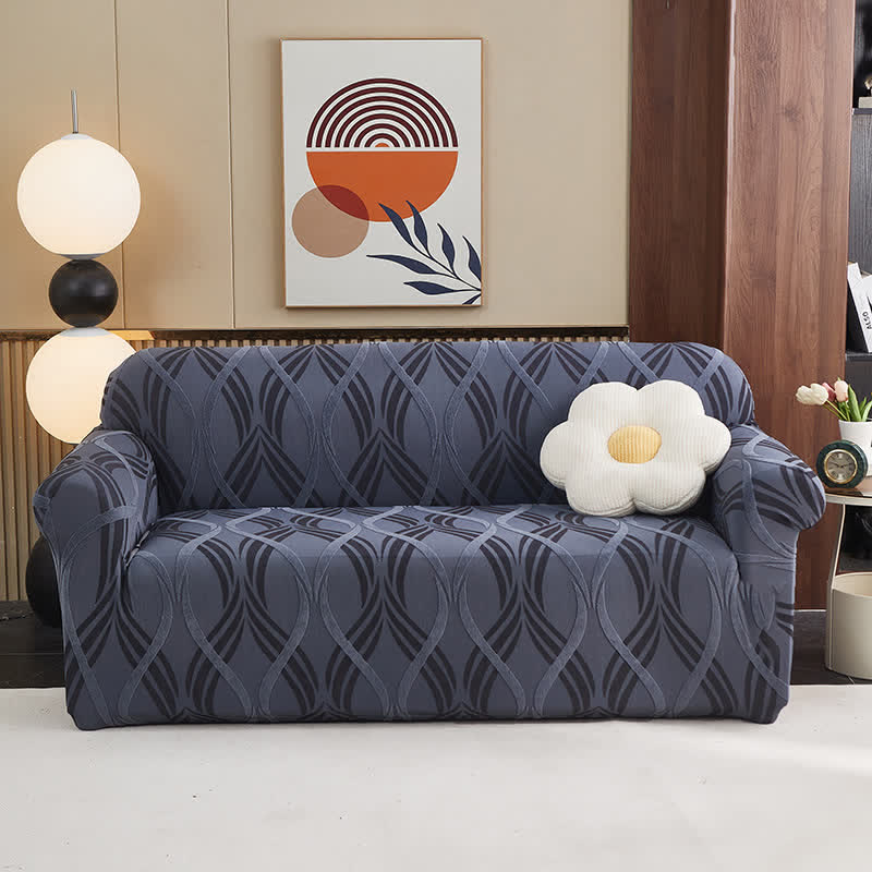 Housse de canapé élastique jacquard avec surface antidérapante - Gris-bleu - Tout compris - 4 places 235 cm - 300 cm - image 0