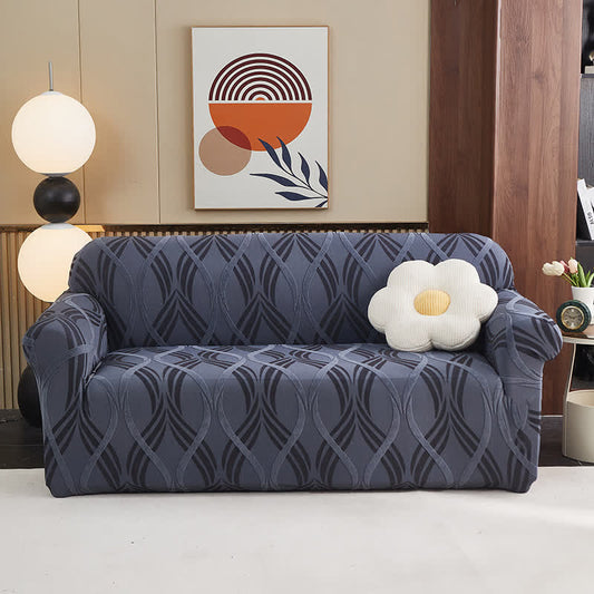Housse de canapé élastique jacquard avec surface antidérapante - Gris-bleu - Tout compris - 4 places 235 cm - 300 cm - image 0
