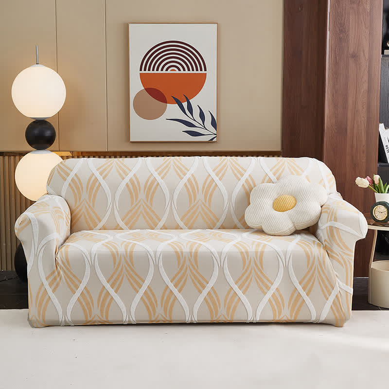 Housse de canapé élastique jacquard avec surface antidérapante - Jaune - Tout compris - 4 places 235 cm - 300 cm - image 14