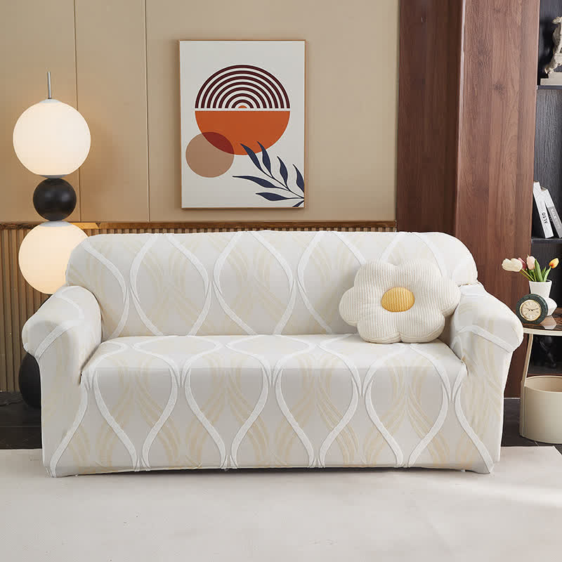 Housse de canapé élastique jacquard avec surface antidérapante - Beige - Tout compris - 4 places 235 cm - 300 cm - image 18