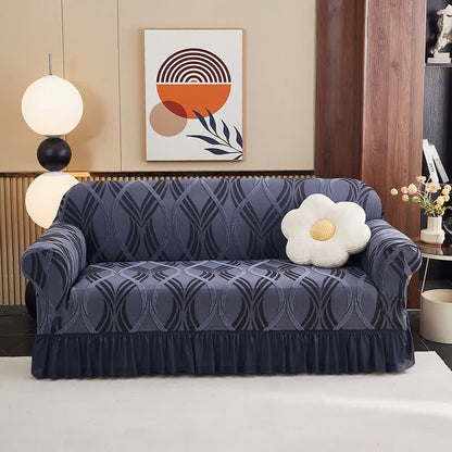 Housse de canapé élastique jacquard avec surface antidérapante - Gris-bleu - rocher - 4 places 235 cm - 300 cm - image 2