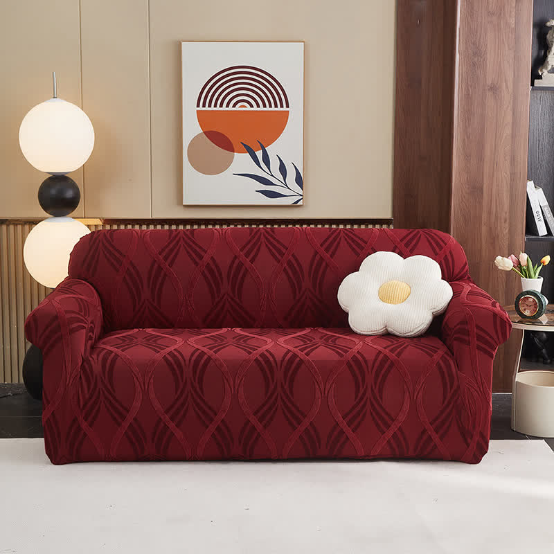 Housse de canapé élastique jacquard avec surface antidérapante - Vin - Tout compris - 4 places 235 cm - 300 cm - image 6