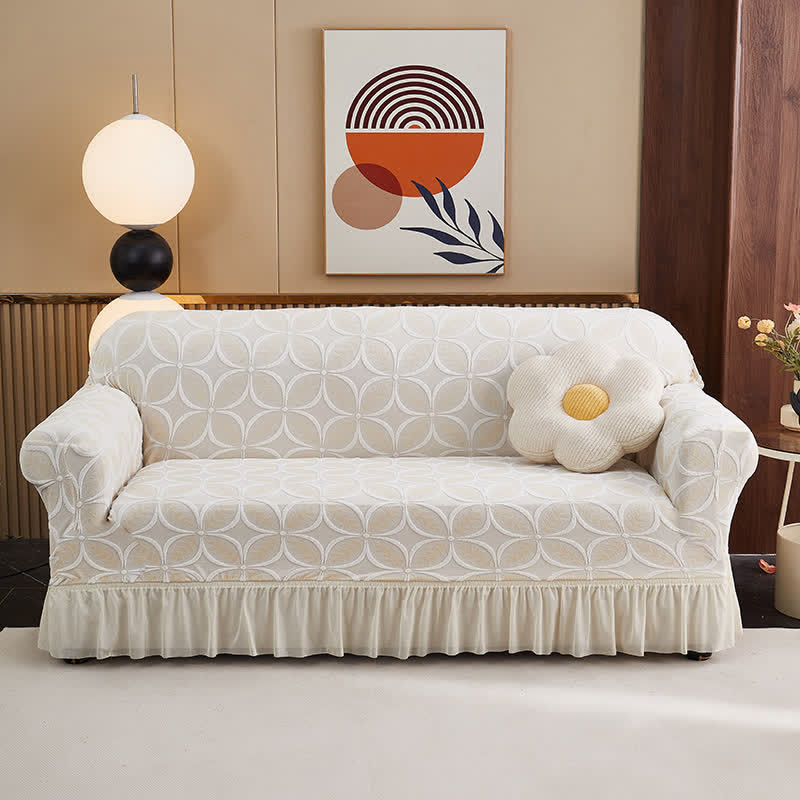 Housse de canapé jacquard 3D hautement élastique - Beige - rocher - 4 places 235 cm - 300 cm - image 16