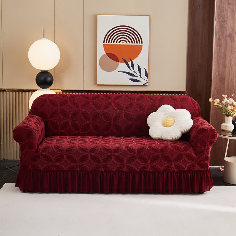 Housse de canapé jacquard 3D hautement élastique - Vin - rocher - 4 places 235 cm - 300 cm - image 1