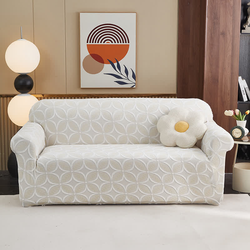 Housse de canapé jacquard 3D hautement élastique - Beige - Tout compris - 4 places 235 cm - 300 cm - image 15