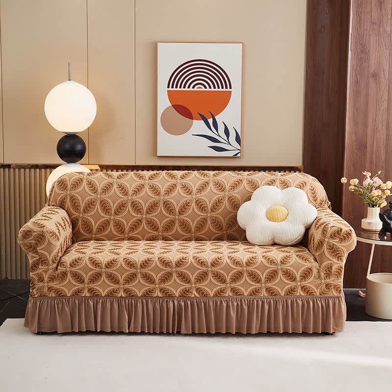 Housse de canapé jacquard 3D hautement élastique - Café - rocher - 4 places 235 cm - 300 cm - image 3