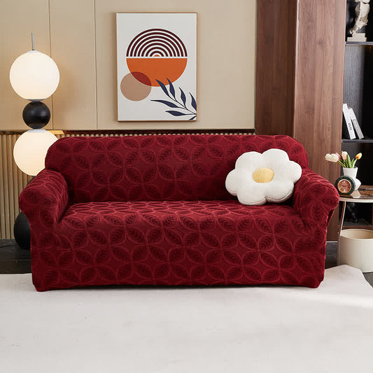 Housse de canapé jacquard 3D hautement élastique - Vin - Tout compris - 4 places 235 cm - 300 cm - image 0