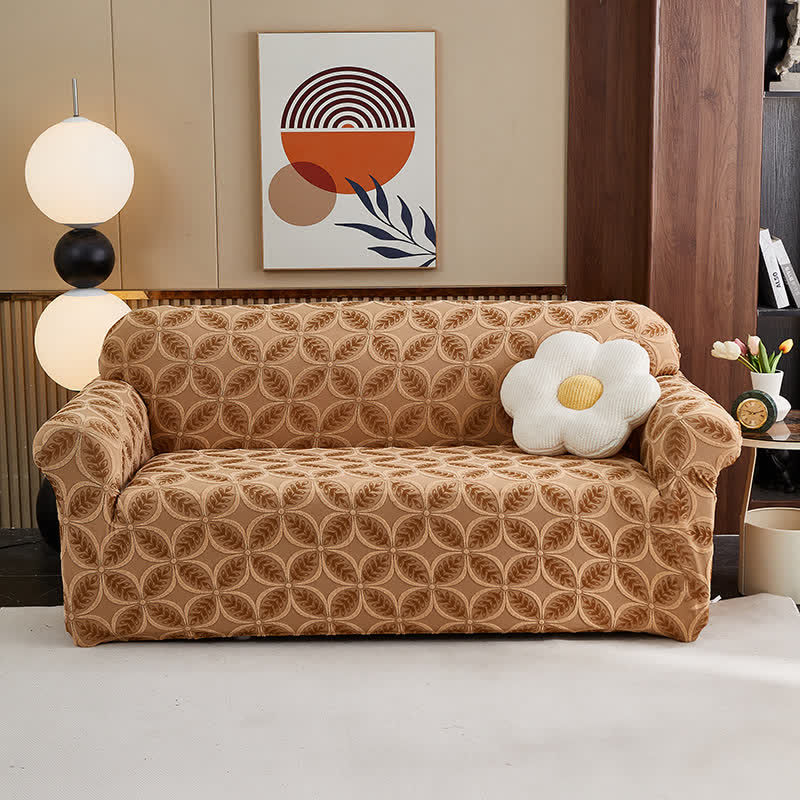 Housse de canapé jacquard 3D hautement élastique - Café - Tout compris - 4 places 235 cm - 300 cm - image 2