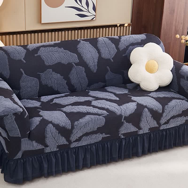 Motif jacquard à feuilles, housse entièrement élastique - image 6