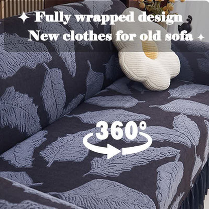 Motif jacquard à feuilles, housse entièrement élastique - image 10