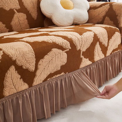 Motif jacquard à feuilles, housse entièrement élastique - image 3