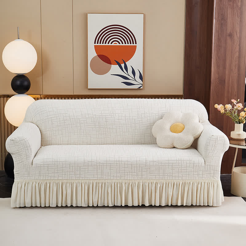 Housse universelle élastique et enveloppante - couleur crème - 4 places 235 cm - 300 cm - image 8