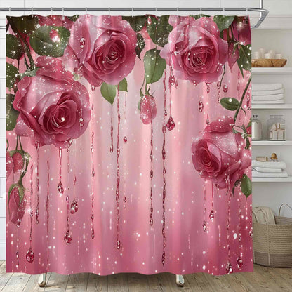 Rideau de douche à motif de roses romantiques - UN - 300 cm x 180 cm - image 0
