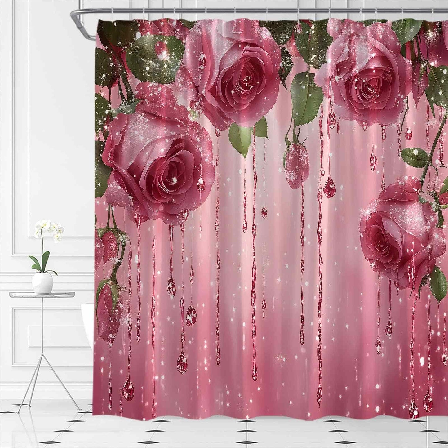 Rideau de douche à motif de roses romantiques - image 1