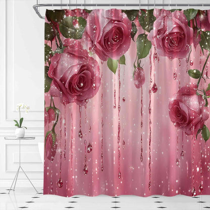 Rideau de douche à motif de roses romantiques - image 1
